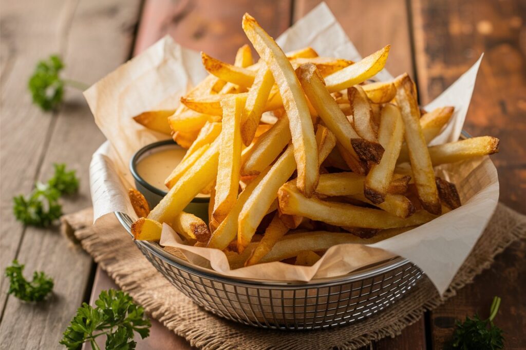 French fries in paper container