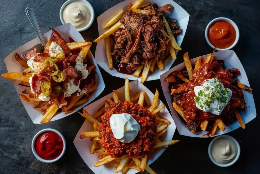  Variety of Loaded Fries with Dipping Sauces