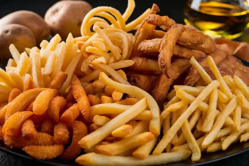 Assortment of different types of fries.