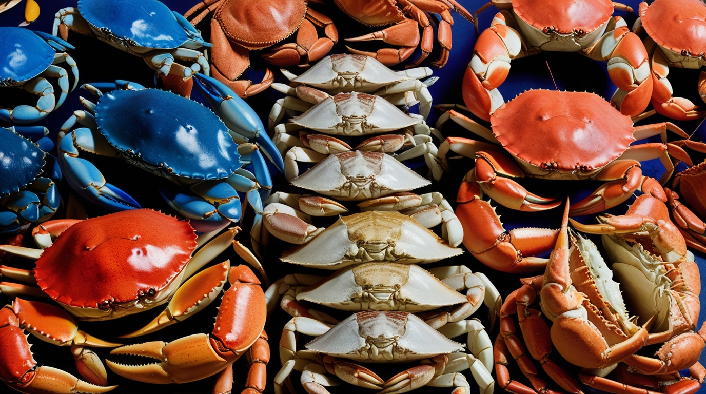 How many crabs do you get for 1 lb, showcasing different crab types.