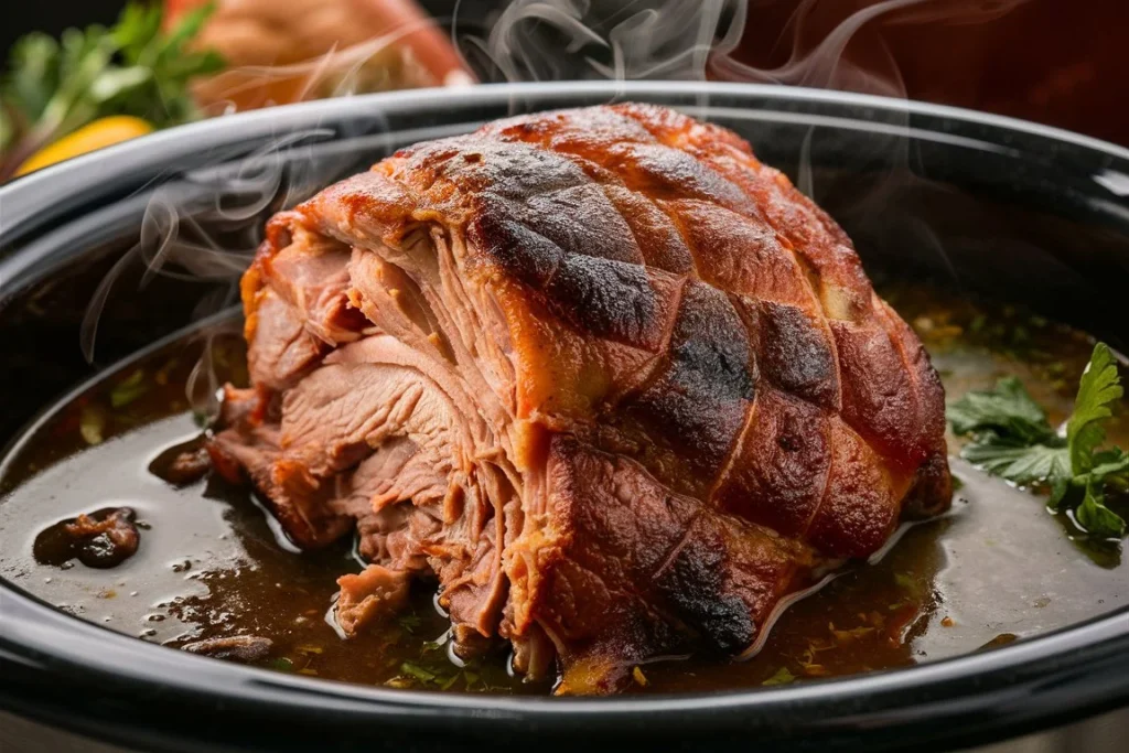 The easiest meat to cook in a slow cooker is pork shoulder.