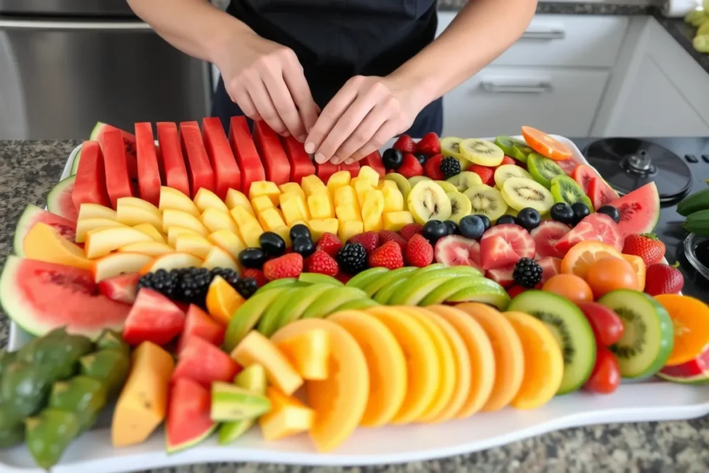 How to Prepare a Fruit Platter with Fresh Fruits like Melons, Berries, and Pineapple