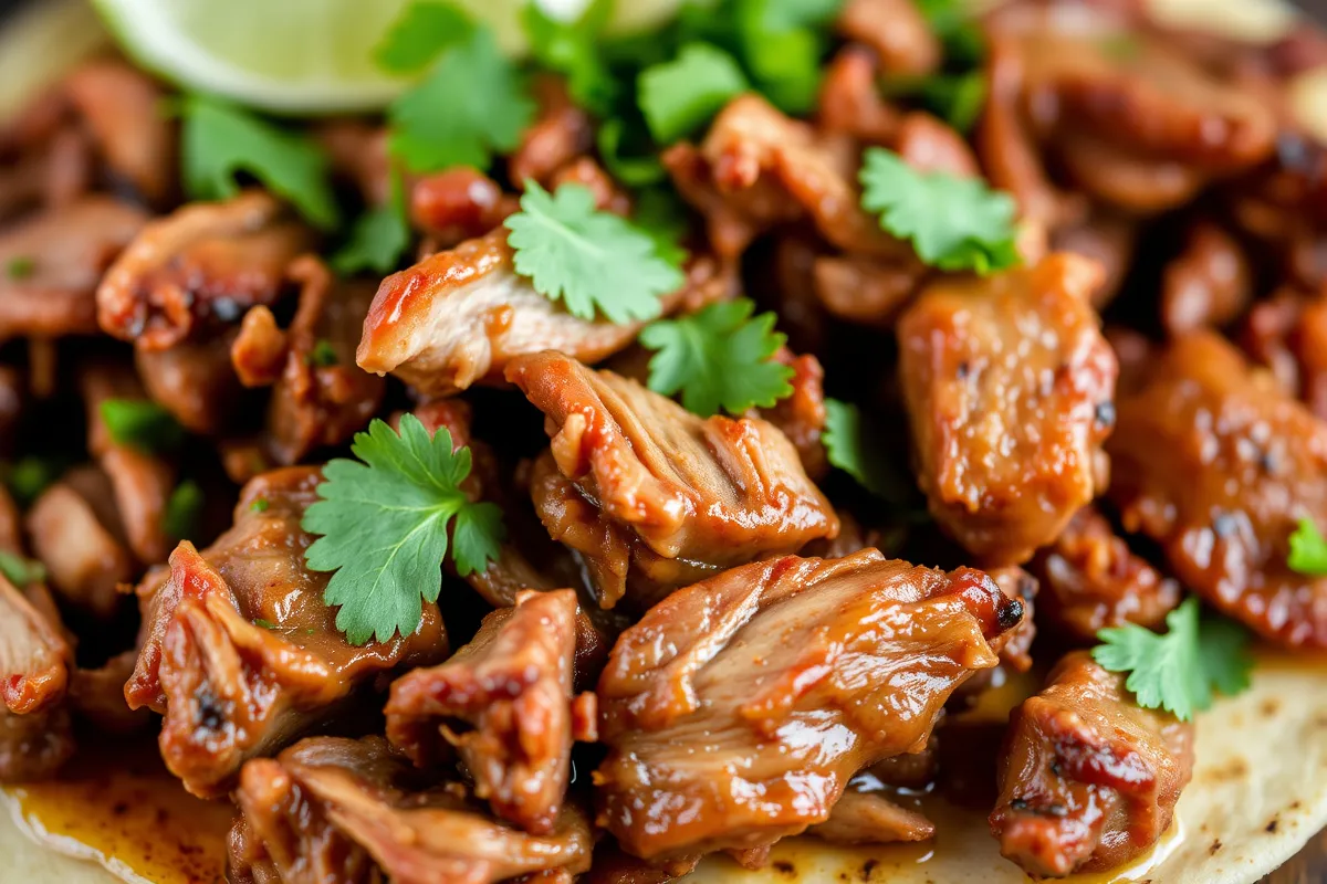 Carnitas pork shoulder slow-cooked and crispy