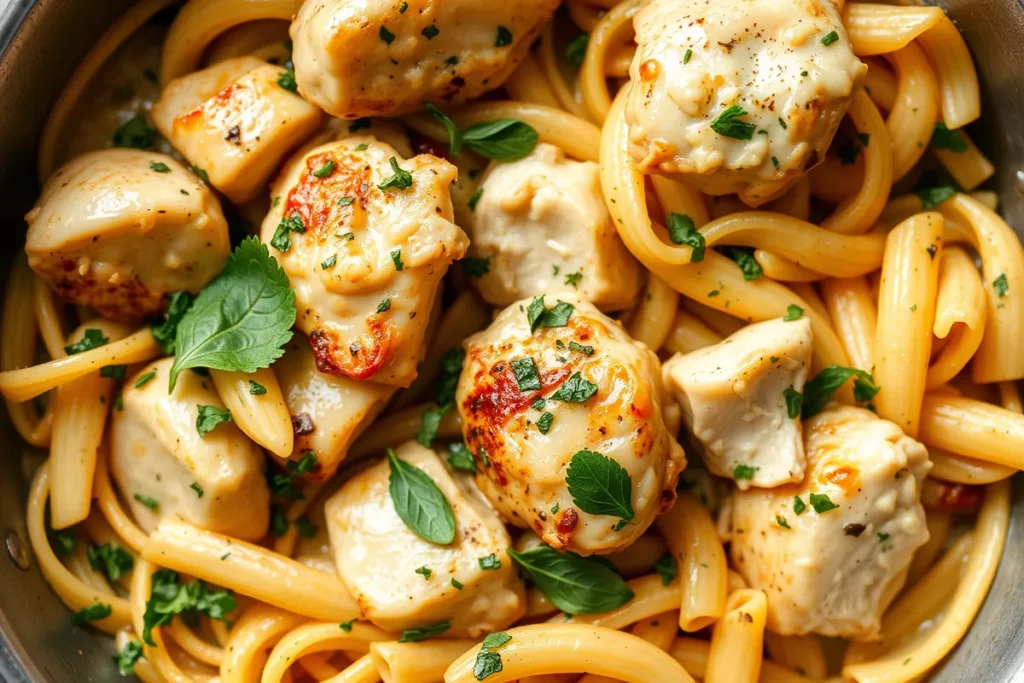 Can you cook pasta in the same pan as chicken? One-pan dish with pasta and seared chicken