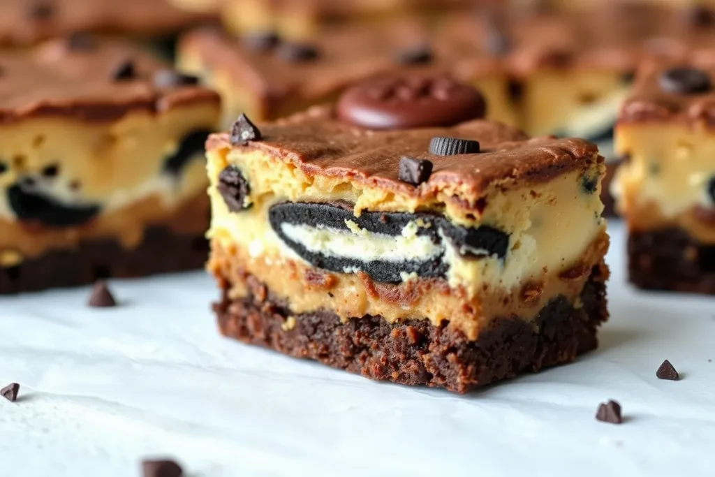 Slutty brownies with cookie dough, Oreo, and brownie layers