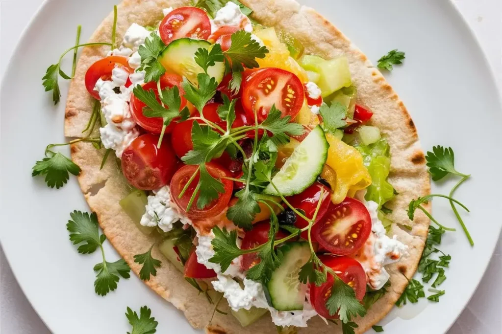  Close-up of a cottage cheese flat bread texture.