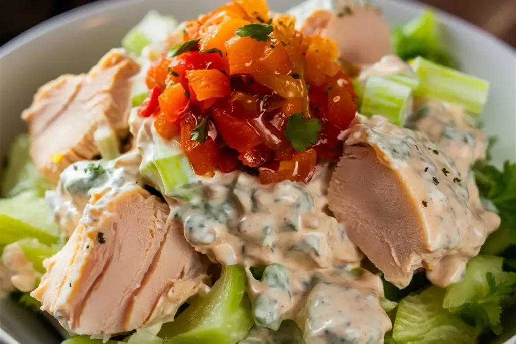 Delicious homemade chicken salad, a great meal.