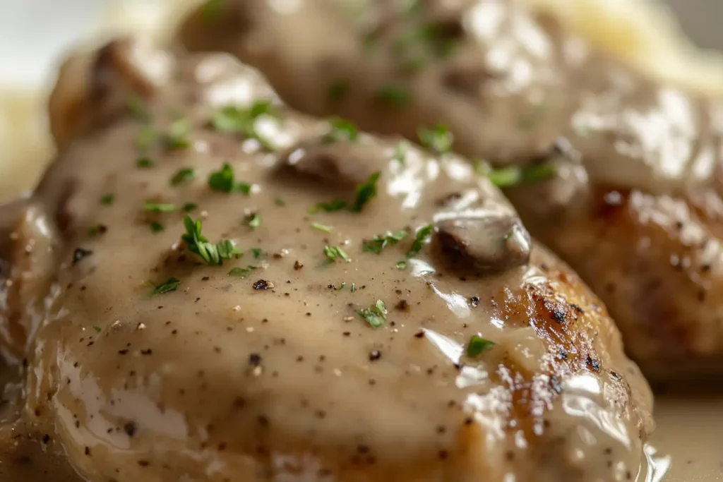 A close-up of juicy smothered turkey wings