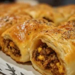 Breakfast pizza rolls on a plate, ready to eat.