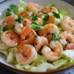 Delicious shrimp and cabbage recipe served in a bowl.